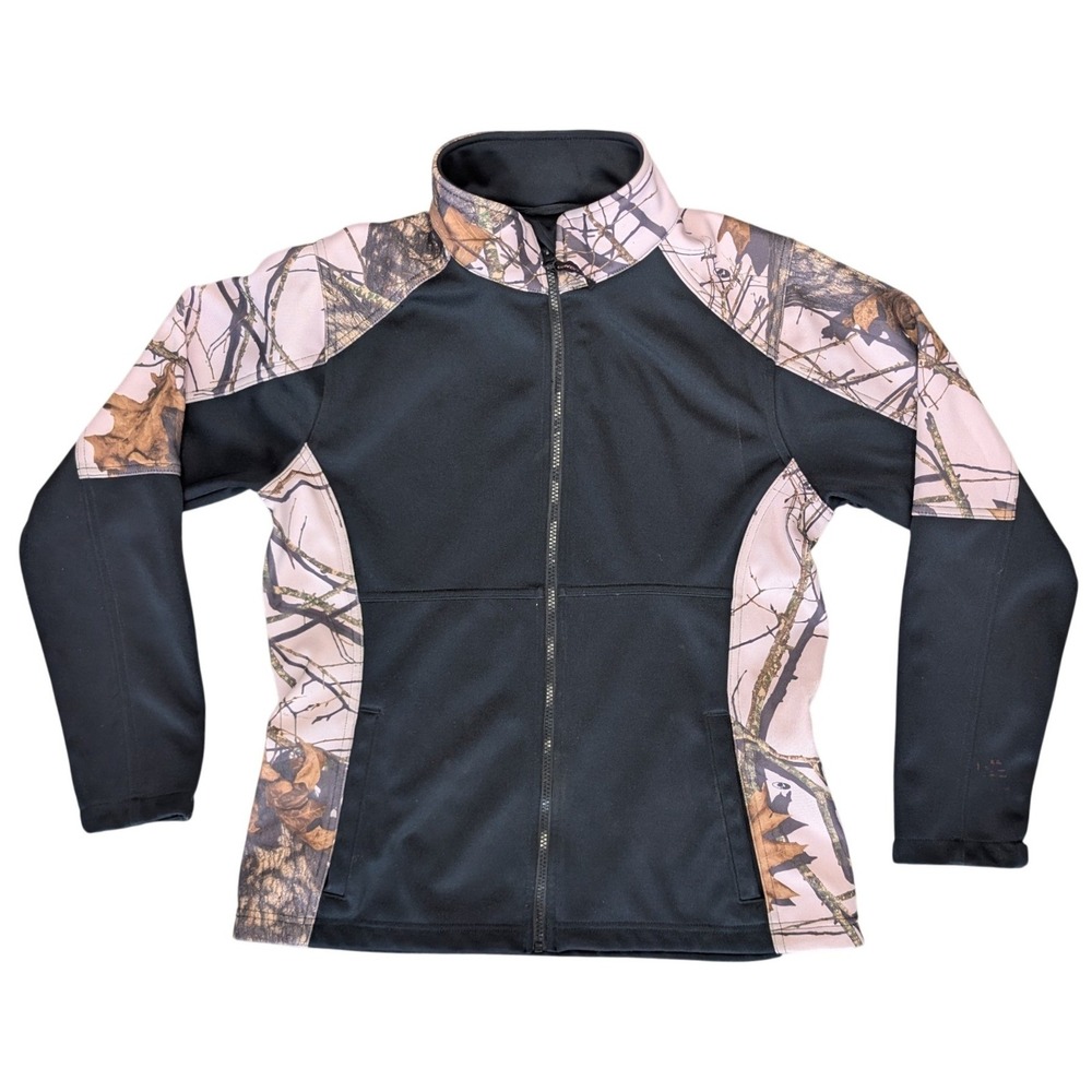 Yukon Gear Medium Black Zip Up Pink Camo Panel Utility Jacket‎